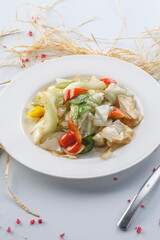 Assorted seasonal vegetables on sizzling plate