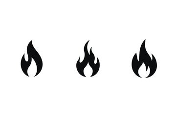 fire symbol sign icon vector illustration on white background  of three bundles set collection
