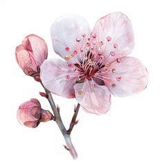 watercolor illustration of Blossom on white background Created with Generative AI technology