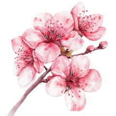 watercolor illustration of Blossom on white background Created with Generative AI technology