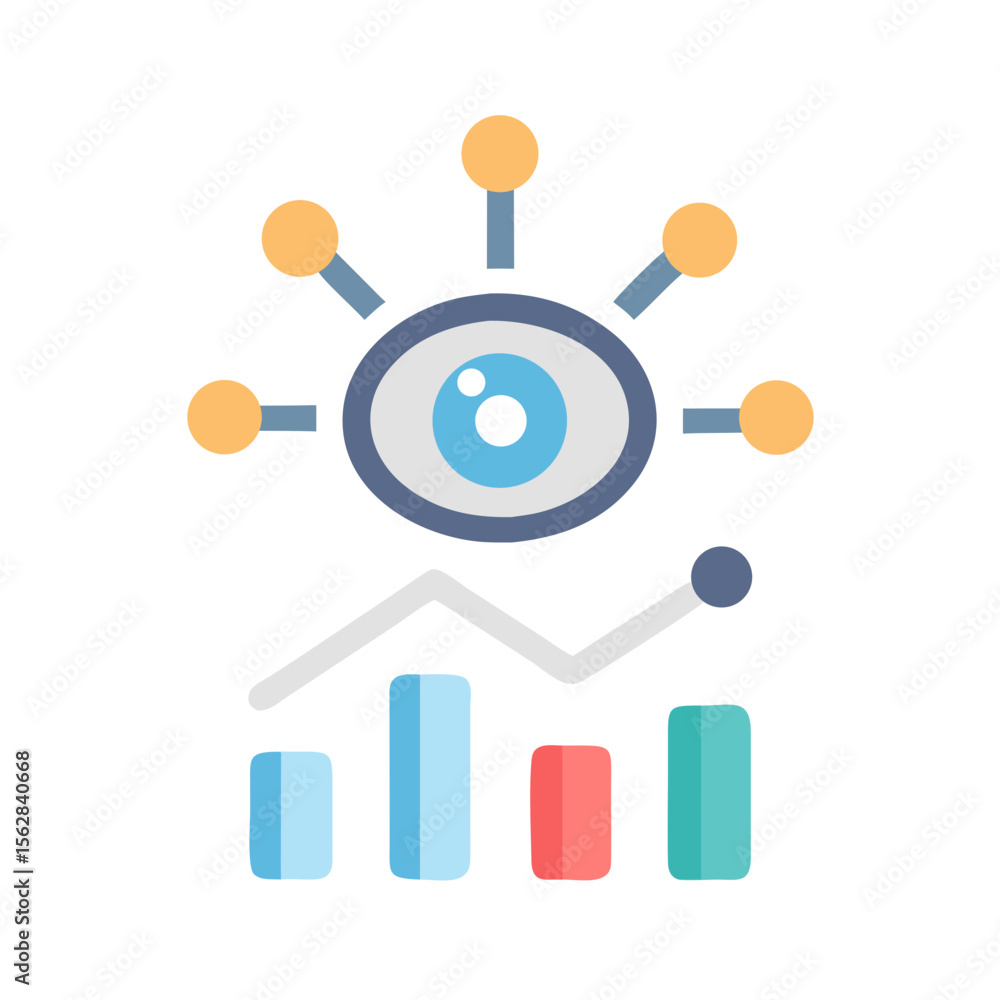 Poster analyzing data visualized with eye and bar graph icon
