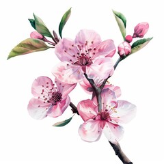 watercolor illustration of Blossom on white background Created with Generative AI technology