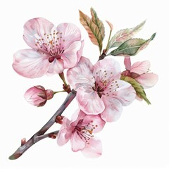watercolor illustration of Blossom on white background Created with Generative AI technology