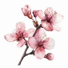 watercolor illustration of Blossom on white background Created with Generative AI technology