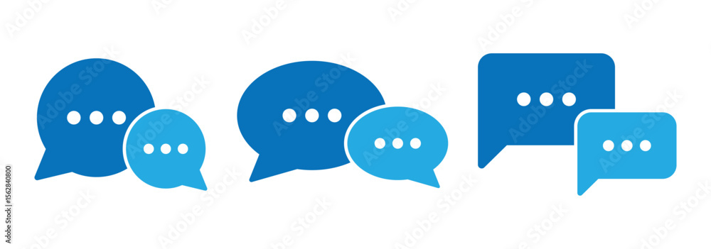 Poster chat icons. text message icon set. speech bubble symbol set. message talk bubble, communication, con