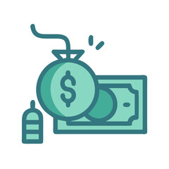 Vector illustration of money bomb about to explode