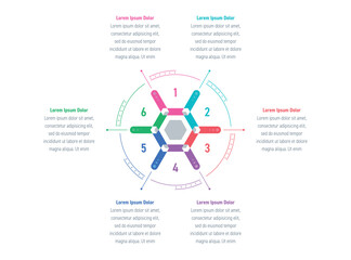 infographic template for business, education, industry, technology world. six steps information template. hexagon infographic template. infographic template for magazine, annual report, catalog