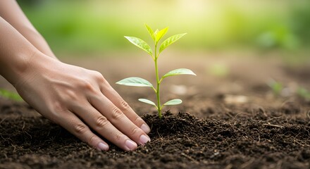 A young plant growing from the soil, symbolizing new beginnings, nature, and the importance of environmental sustainability.