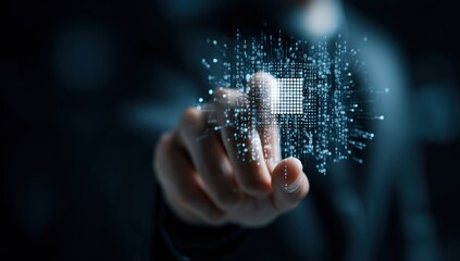 Hand touching digital chip