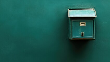 Teal mailbox on teal wall (1)