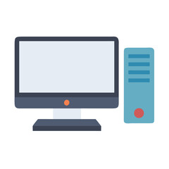 Flat design computer setup with monitor and tower