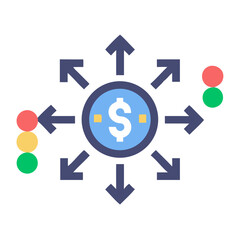Financial outflow concept with dollar sign and arrows