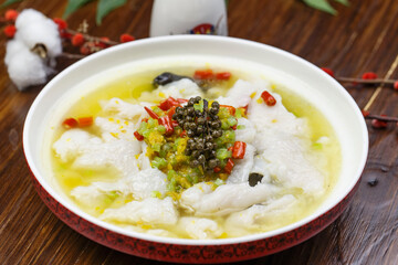 Boiled fish in sour soup with Sichuan peppercorns