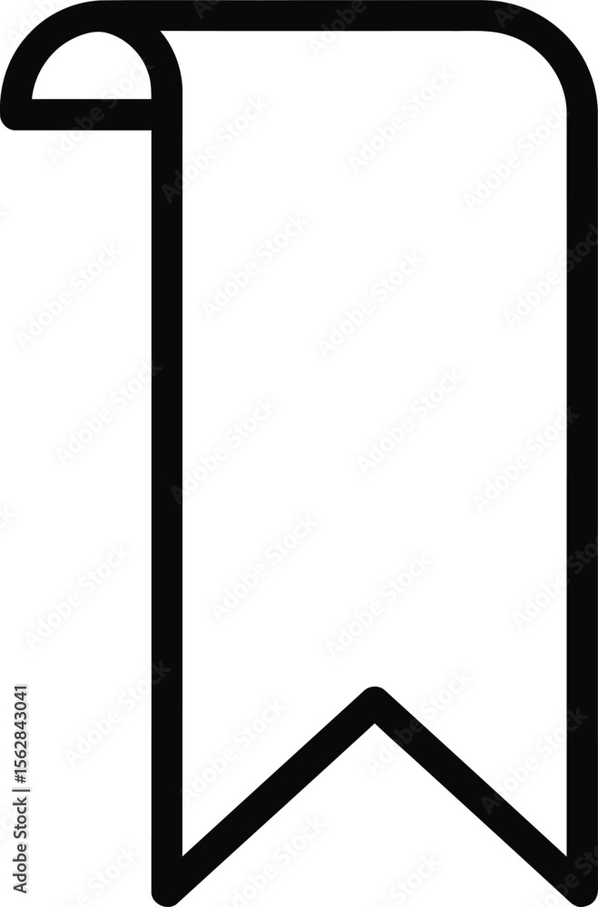 Aufkleber simple black line art bookmark icon, rectangular shape with a pointed bottom.