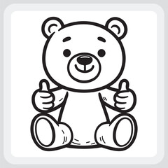 Cute cartoon teddy bear giving a thumbs up, perfect for coloring pages.