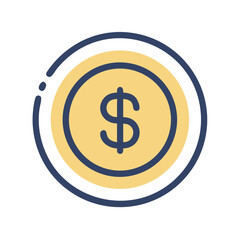 Flat vector coin illustration representing financial business success