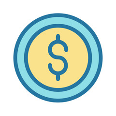 Simple illustration of a dollar coin, finance and savings