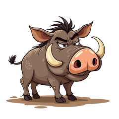 Fototapeta premium Hand drawn cartoon warthogs vector illustration