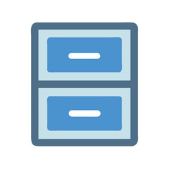 Illustration of a blue filing cabinet with two drawers