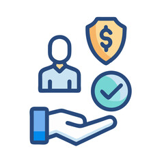 Obraz premium Financial safety with person and protection icon illustration