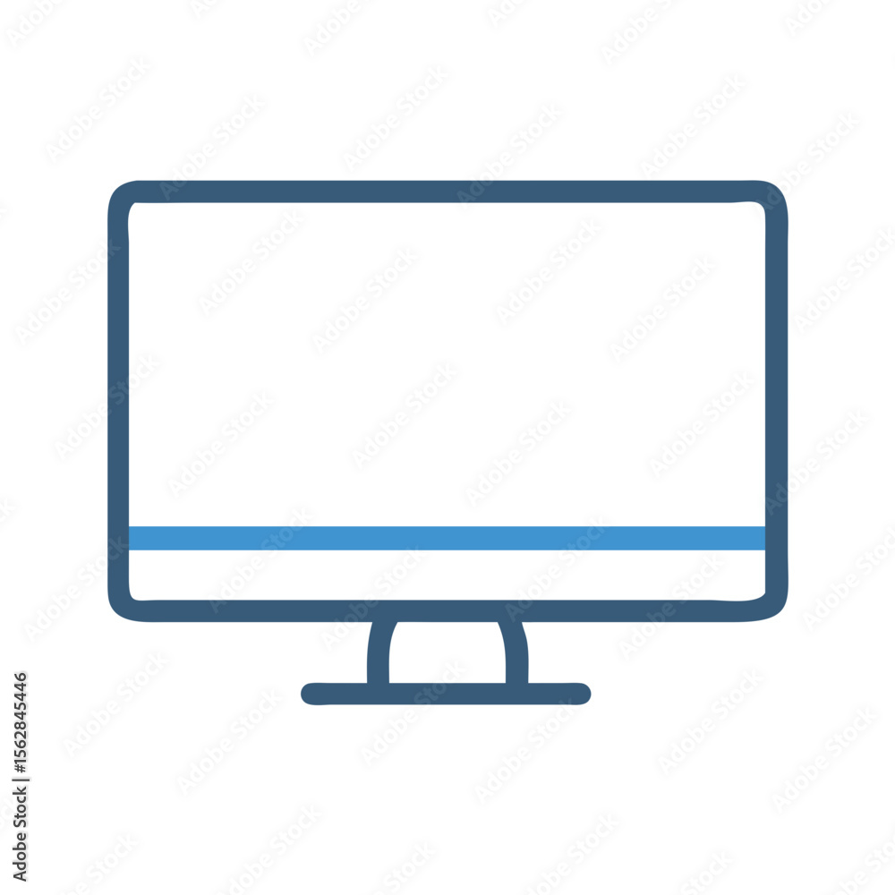 Poster minimalist computer monitor icon over a dark background design