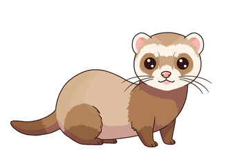 A cartoonstyle ferret with brown and beige fur pink ears and a cute expression