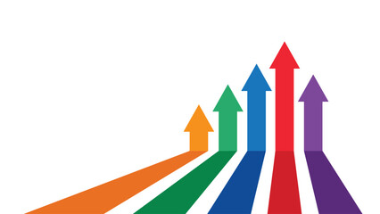 business arrows multicolor pointing up in a row