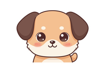 A cartoonstyle puppy with big round eyes and brown ears peeks into the frame