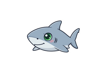 A cartoonstyle shark with a cute design featuring large eyes