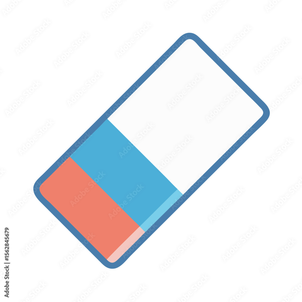 Poster flat design eraser icon with three different color sections