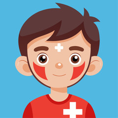 Obraz premium Happy child with face painted in patriotic colors for celebration