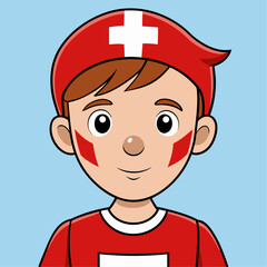 Young child with face painted in patriotic colors celebrating a national holiday