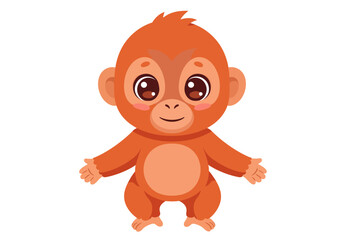 A cute cartoon orangutan standing with a cheerful expression © Chico Store