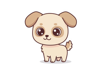 A cute cartoonstyle light brown puppy stands facing forward tail curled up