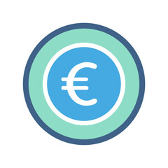 Euro currency symbol icon in minimalist circle design