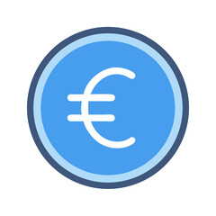Euro currency symbol on a blue coin, clean design