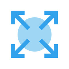 Expandable Circle: Arrows Pointing Outward from Central Light Sphere