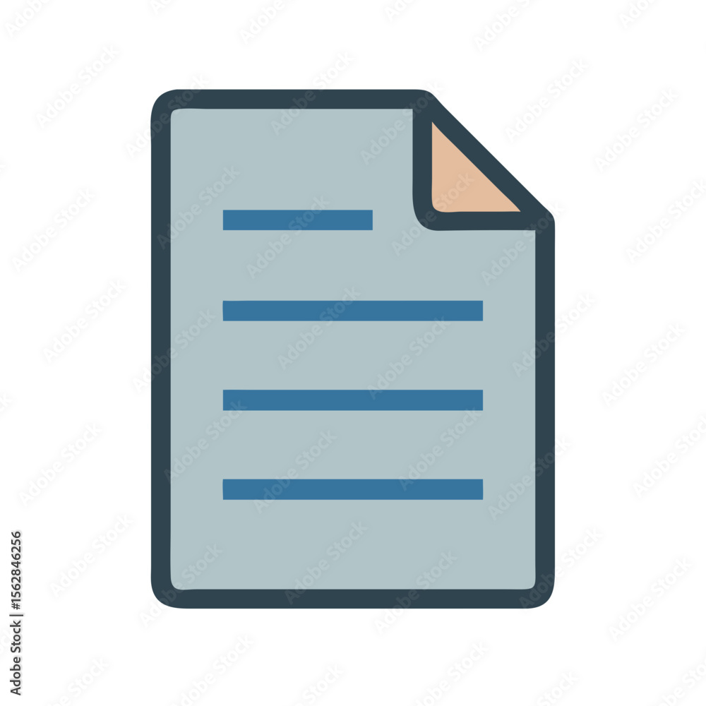 Poster blue document icon with text lines on black background