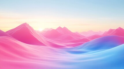 Pastel mountainscape at sunrise