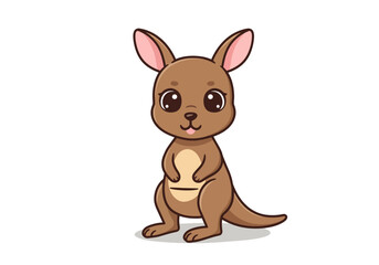 Cartoon kangaroo with brown fur pink ears a belly patch and a small tail