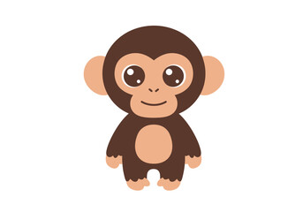 Cartoon monkey with brown fur large eyes and a beige face and belly