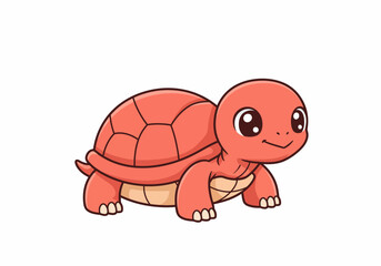 Cartoon turtle with red shell a smiling face