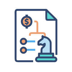 Strategic financial planning with chess knight and monetary chart