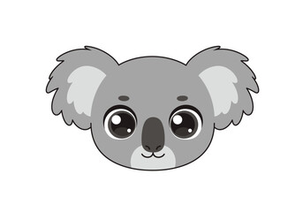 Cute koala head with fluffy ears  big eyes