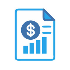 Financial report showing graph and dollar sign illustration