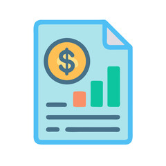 Financial report with growth chart and dollar currency sign