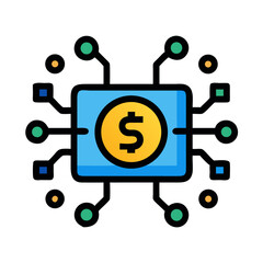 Abstract money transfer network of finance and technology concept