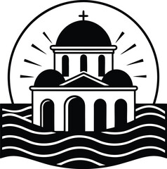 Church Dome with Water Waves Icon