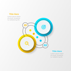 Modern 2 step circular infographic. Process options diagram. Vector illustration. Perfect for business, marketing, education, or website presentations.