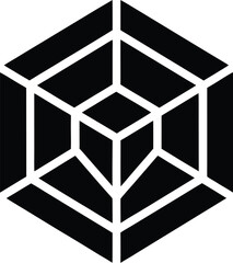 3D Cube Geometry Grid Icon